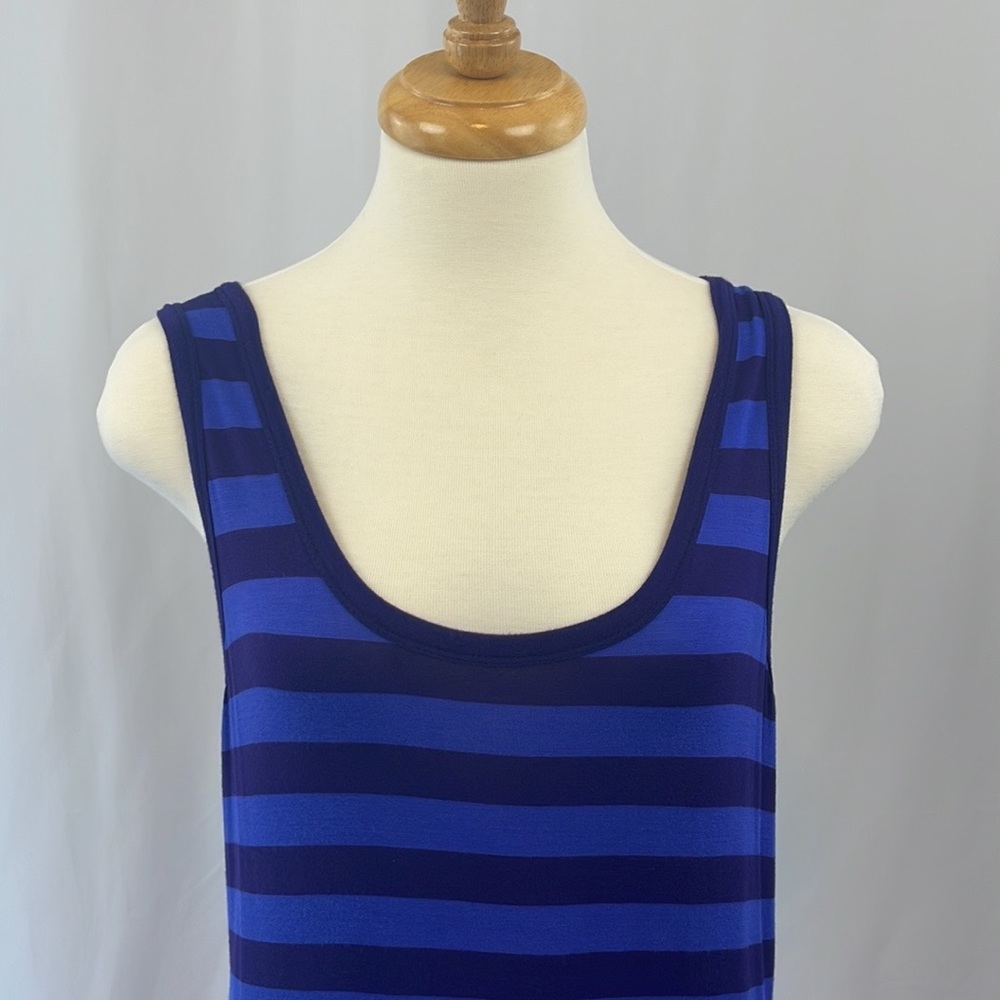 Calvin Klein Maxi sleeveless scoop neck blue/black horizontal lines - size 10